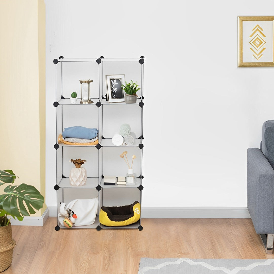 SOGA 2X 8-Cube Transparent Shelf Box Portable Cubby DIY Storage Shelves Modular Closet Organiser