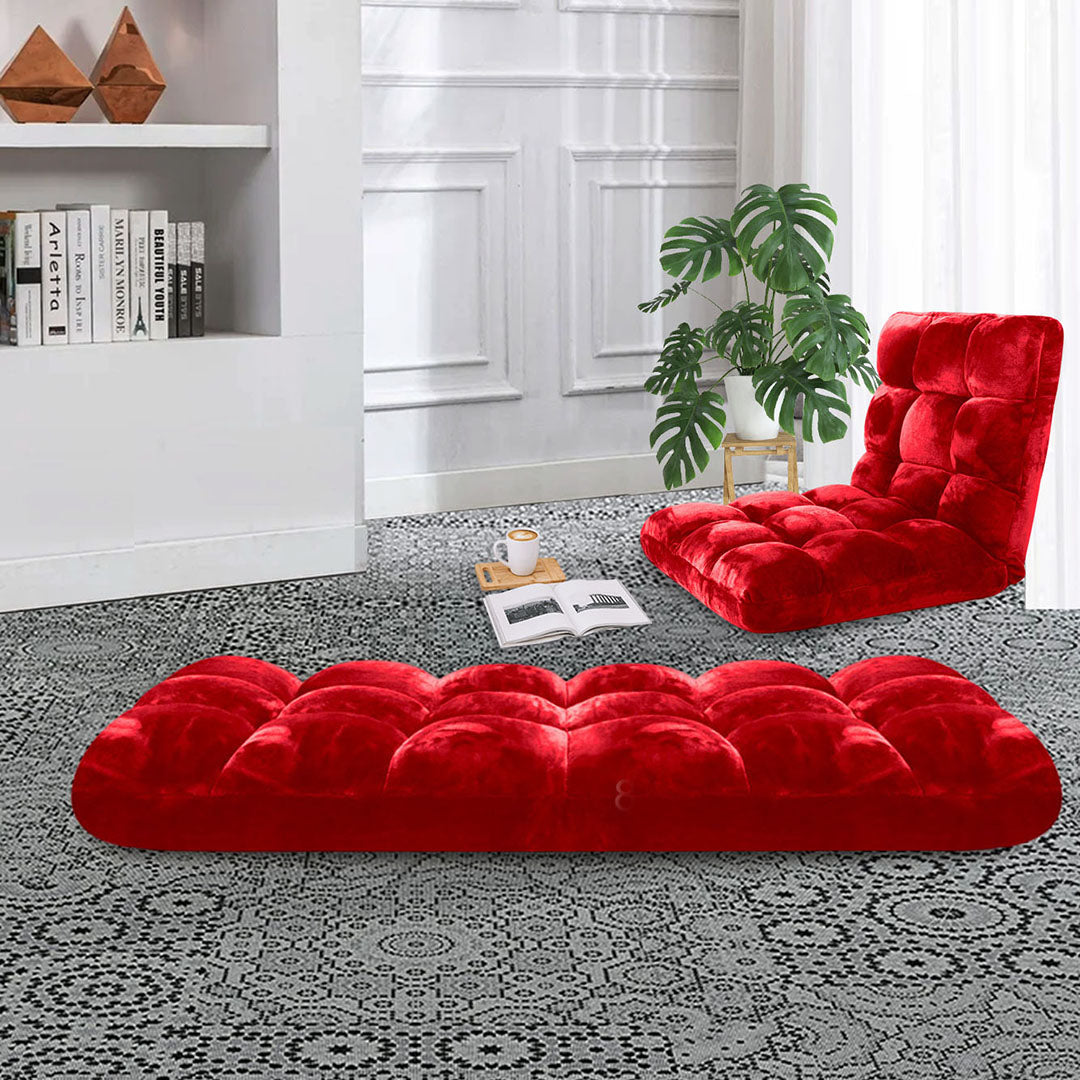 SOGA 4X Floor Recliner Folding Lounge Sofa Futon Couch Folding Chair Cushion Red