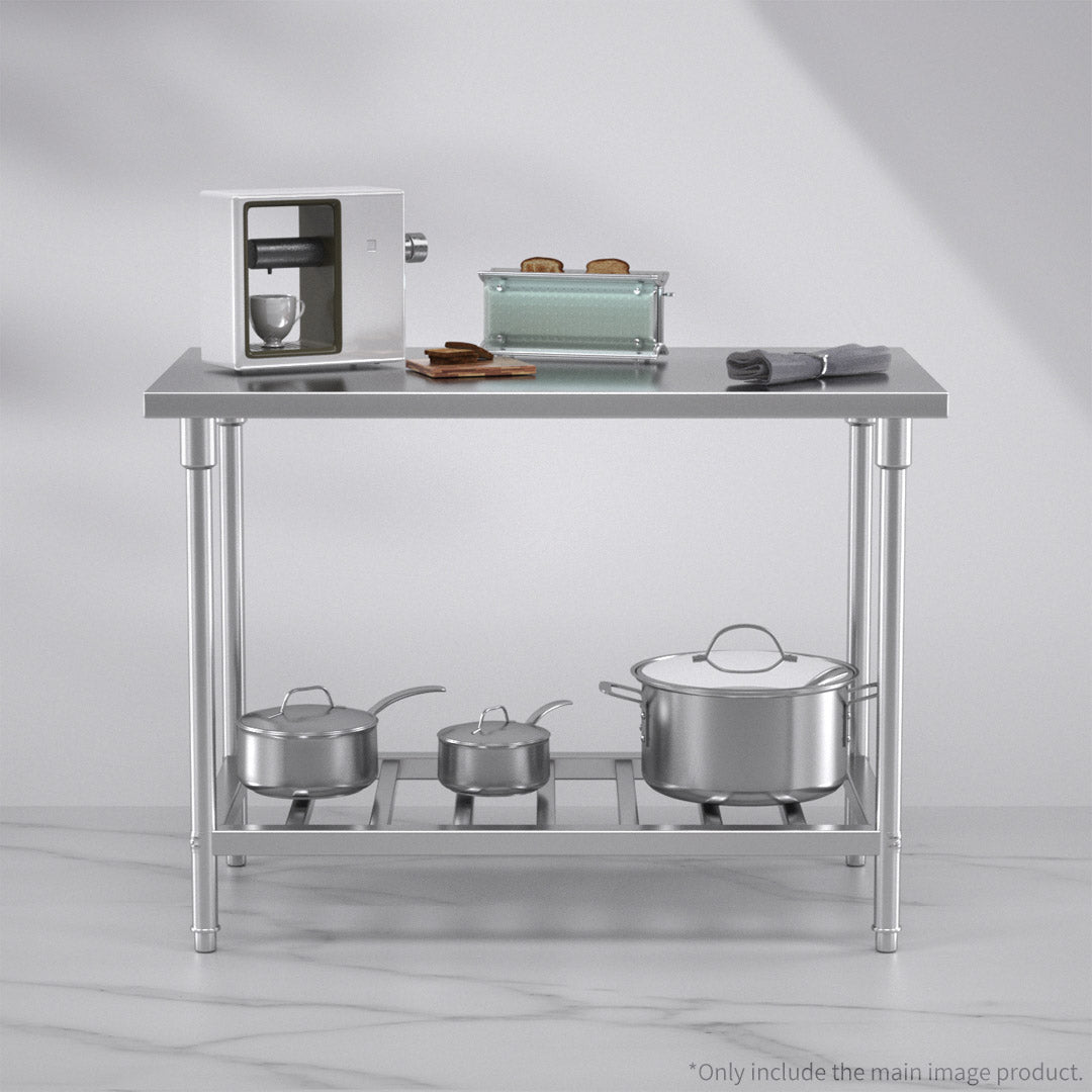 SOGA 120*70*85cm Commercial Catering Kitchen Stainless Steel Prep Work Bench