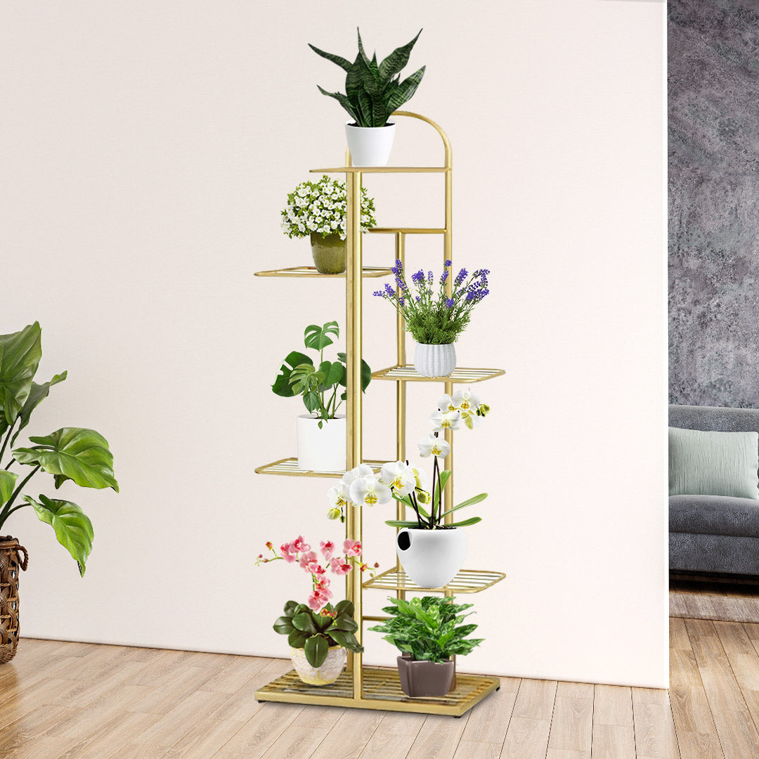 SOGA 6 Tier 7 Pots Gold Metal Plant Stand Flowerpot Display Shelf Rack Indoor Home Office Decor