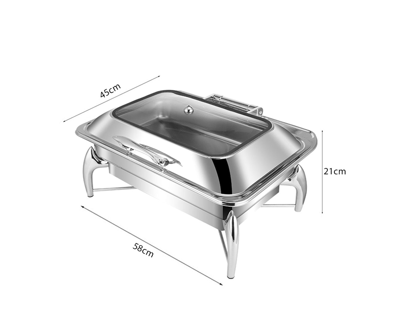 SOGA 2X Stainless Steel Rectangular Chafing Dish Tray Buffet Cater Food Warmer Chafer with Top Lid