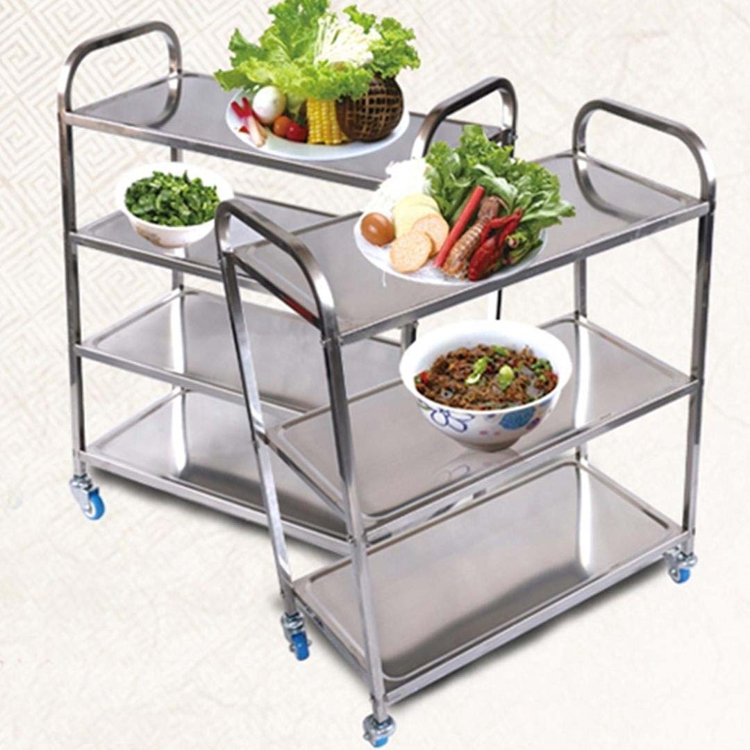 SOGA 4 Tier 950x500x1220 Stainless Steel Kitchen Dining Food Cart Trolley Utility