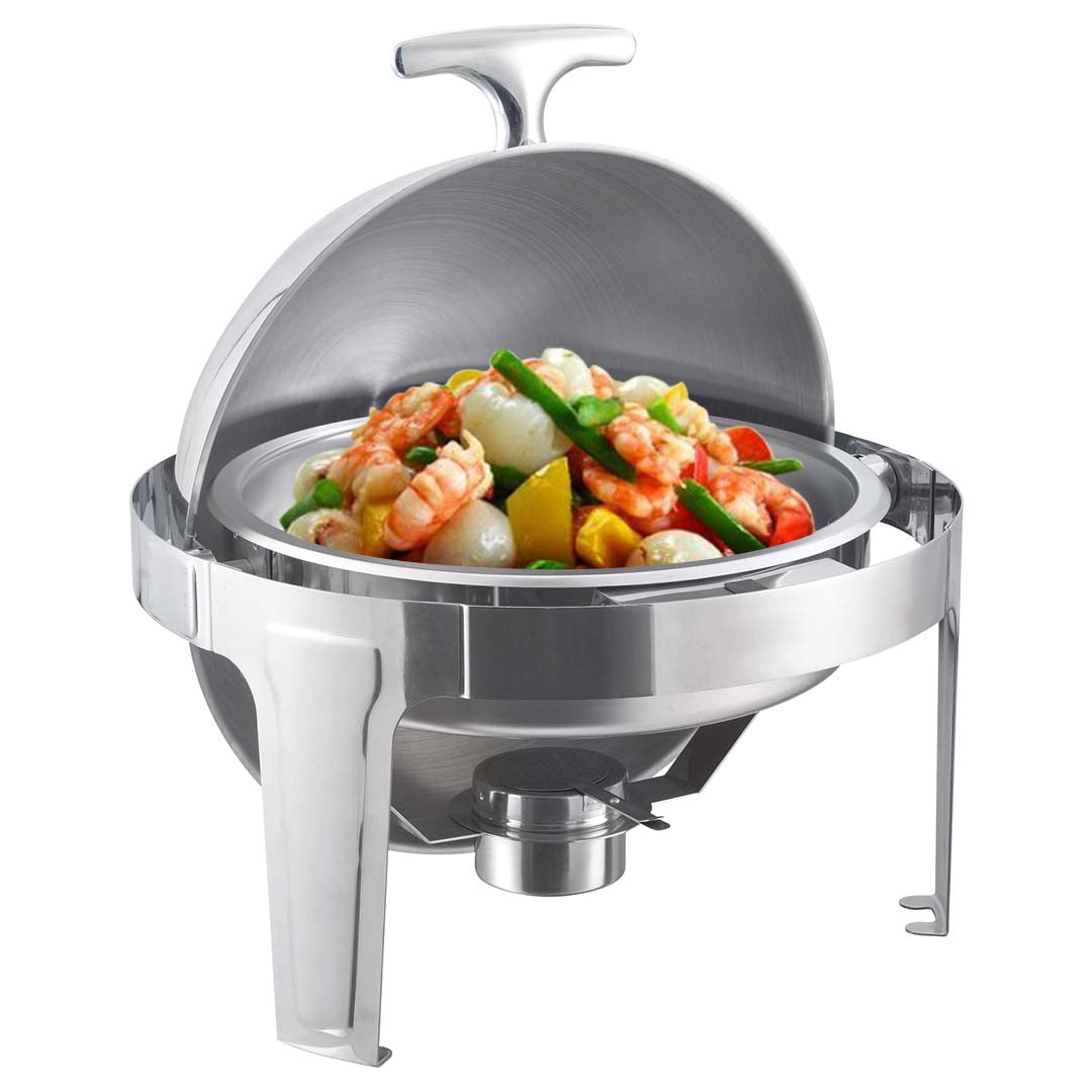 SOGA 4X 6L Stainless Steel Chafing Food Warmer Catering Dish Round Roll Top