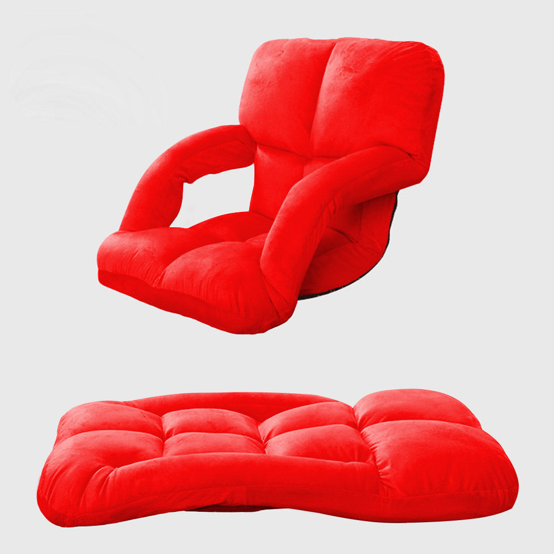 SOGA 4X Foldable Lounge Cushion Adjustable Floor Lazy Recliner Chair with Armrest Red