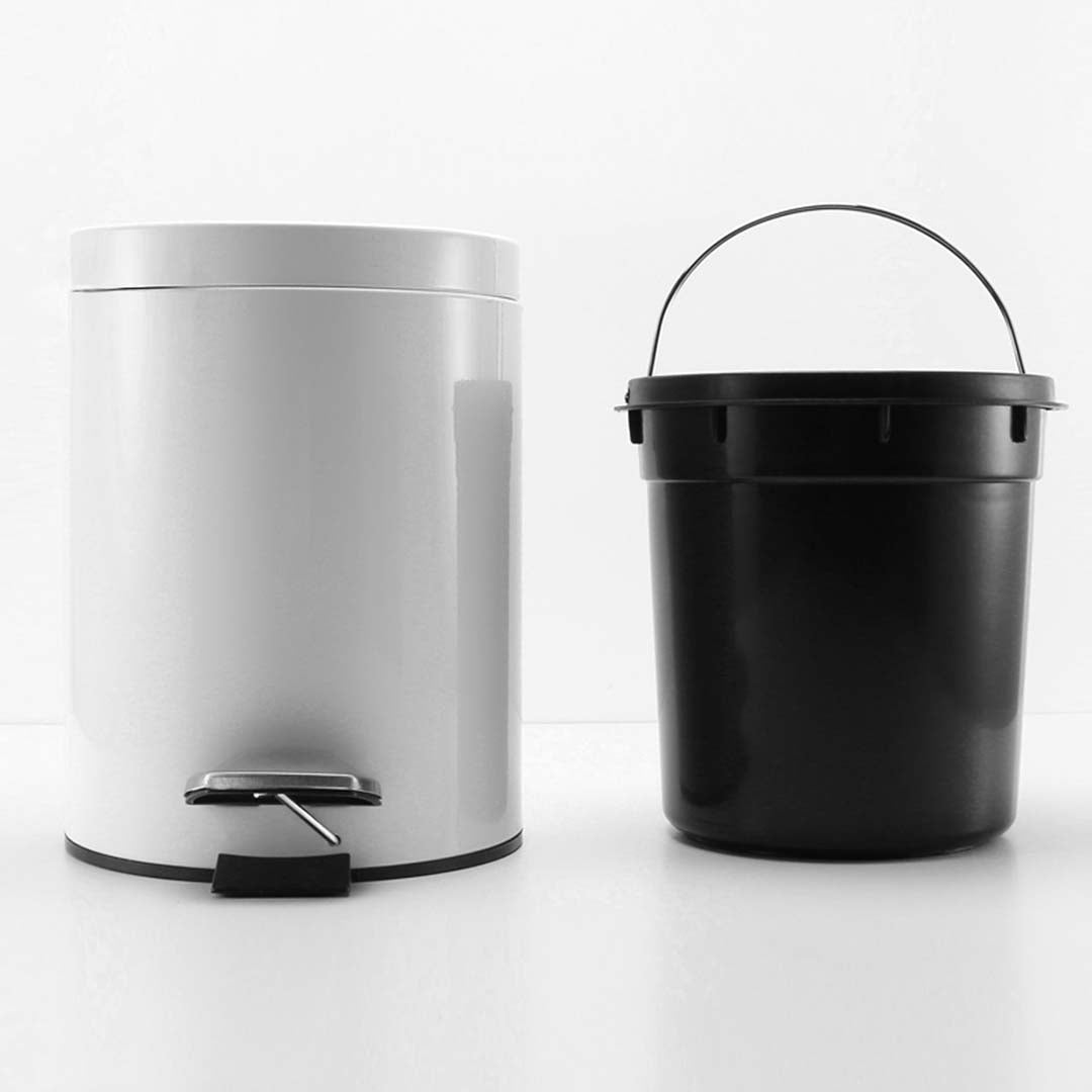 SOGA 4X 12L Foot Pedal Stainless Steel Rubbish Recycling Garbage Waste Trash Bin Round White