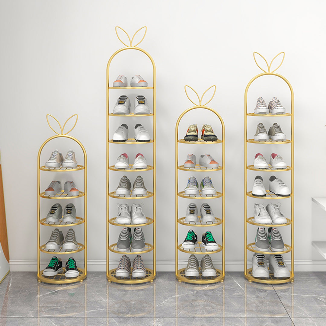 SOGA 2X 6 Tier Bunny Ears Shape Gold Plated Metal Shoe Organizer Space Saving Portable Footwear Storage Shelf
