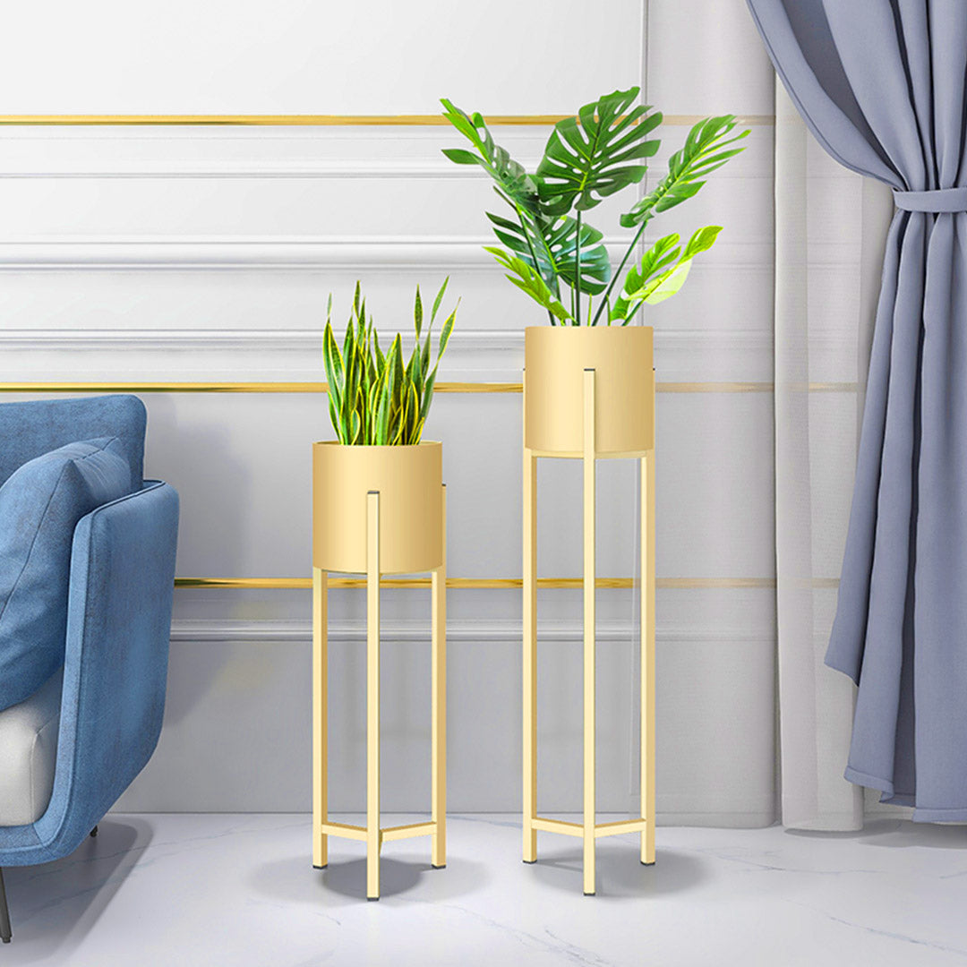 SOGA 4X 90cm Gold Metal Plant Stand with Flower Pot Holder Corner Shelving Rack Indoor Display