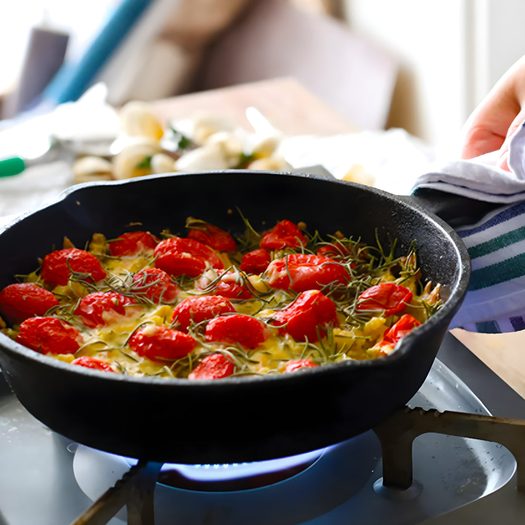 SOGA 2X 26cm Round Cast Iron Frying Pan Skillet Steak Sizzle Platter with Handle