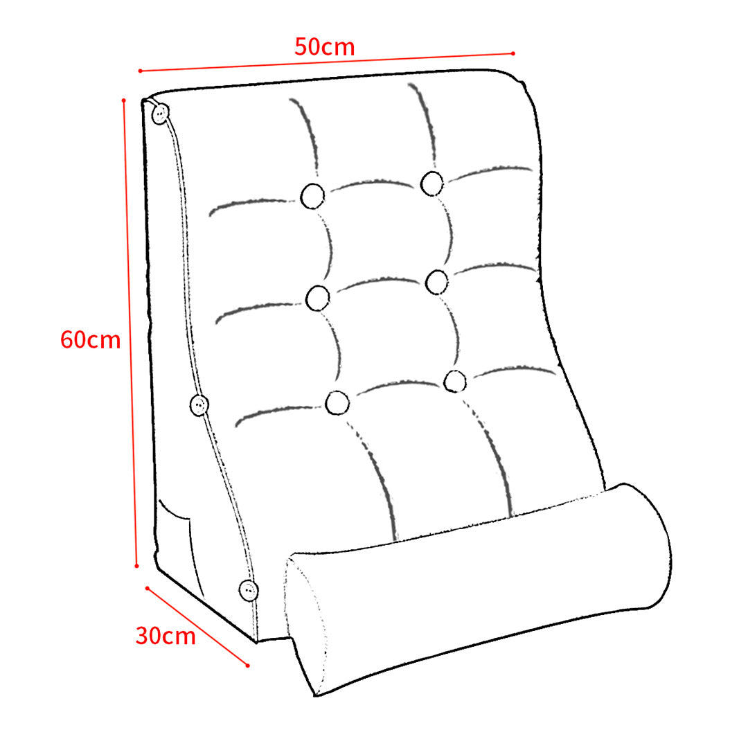 SOGA 60cm Khaki Triangular Wedge Lumbar Pillow Headboard Backrest Sofa Bed Cushion Home Decor