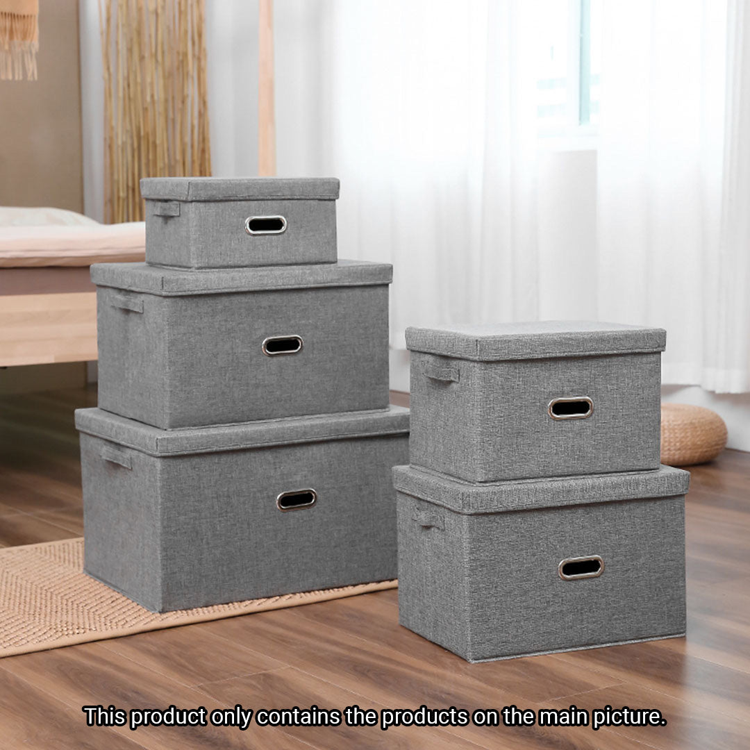 SOGA 2X Grey Large Foldable Canvas Storage Box Cube Clothes Basket Organiser Home Decorative Box
