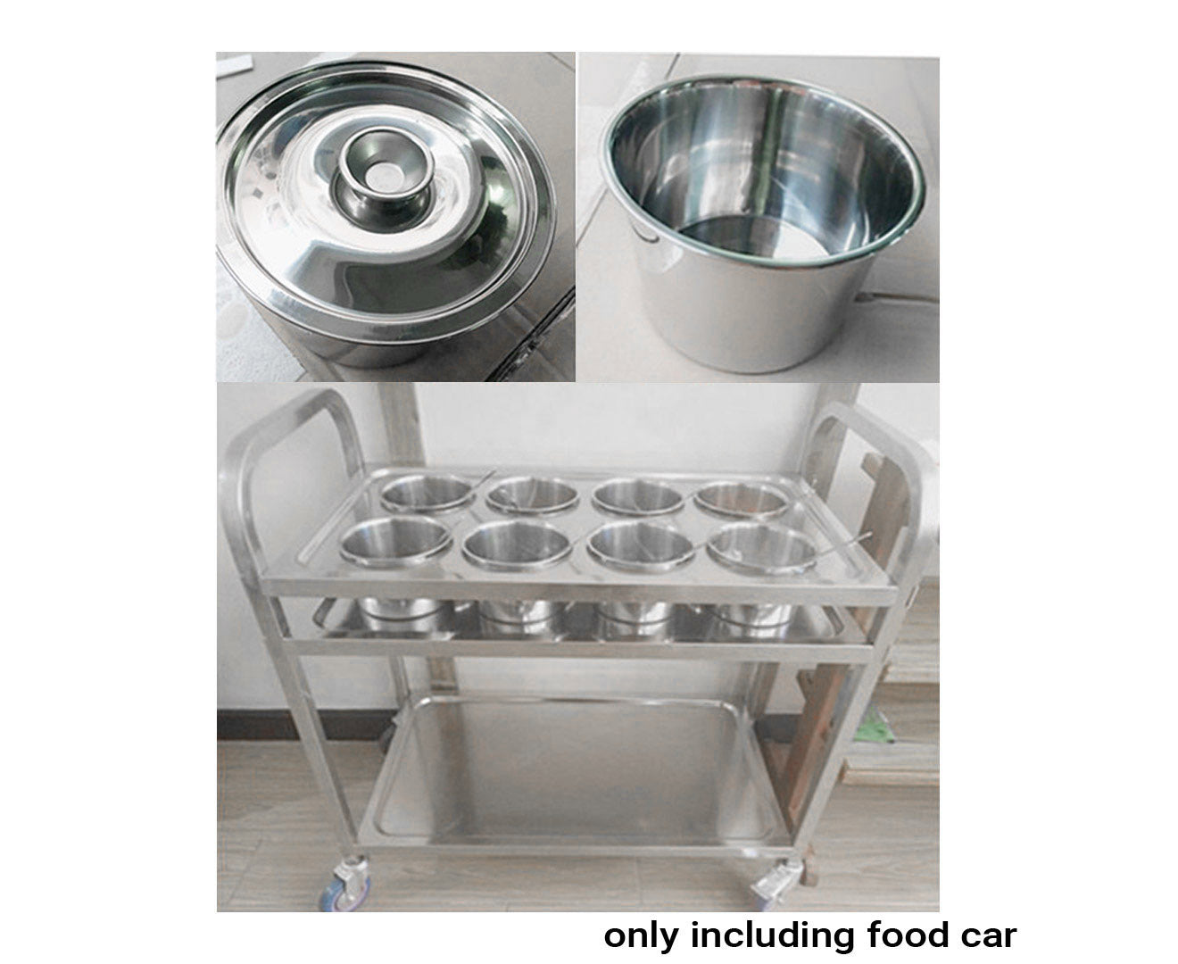 SOGA 2X 2 Tier Stainless Steel 8 Compartment Kitchen Seasoning Car Service Trolley Condiment Holder Cart Spice Bowl