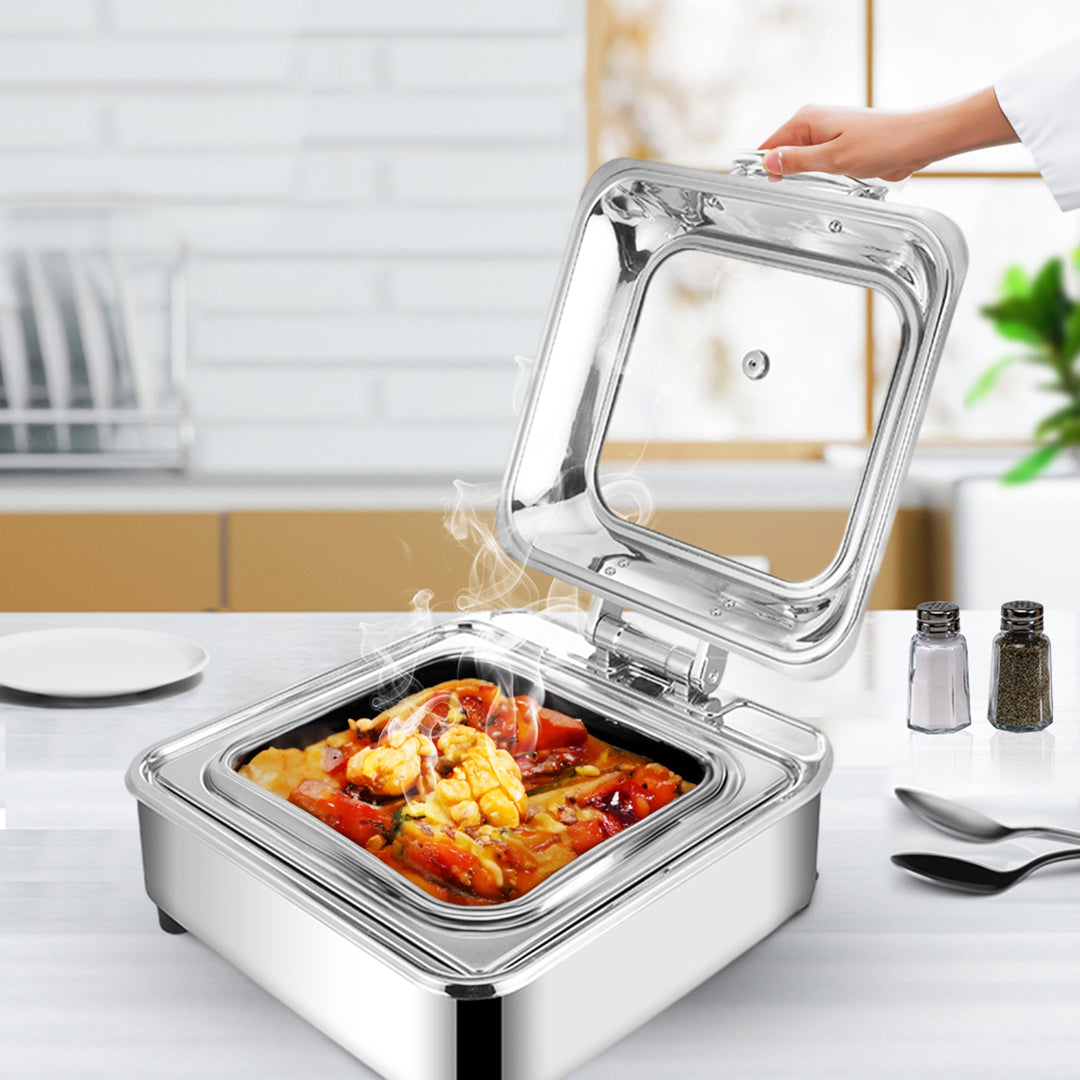 SOGA 2X Stainless Steel Square Chafing Dish Tray Buffet Cater Food Warmer Chafer with Top Lid