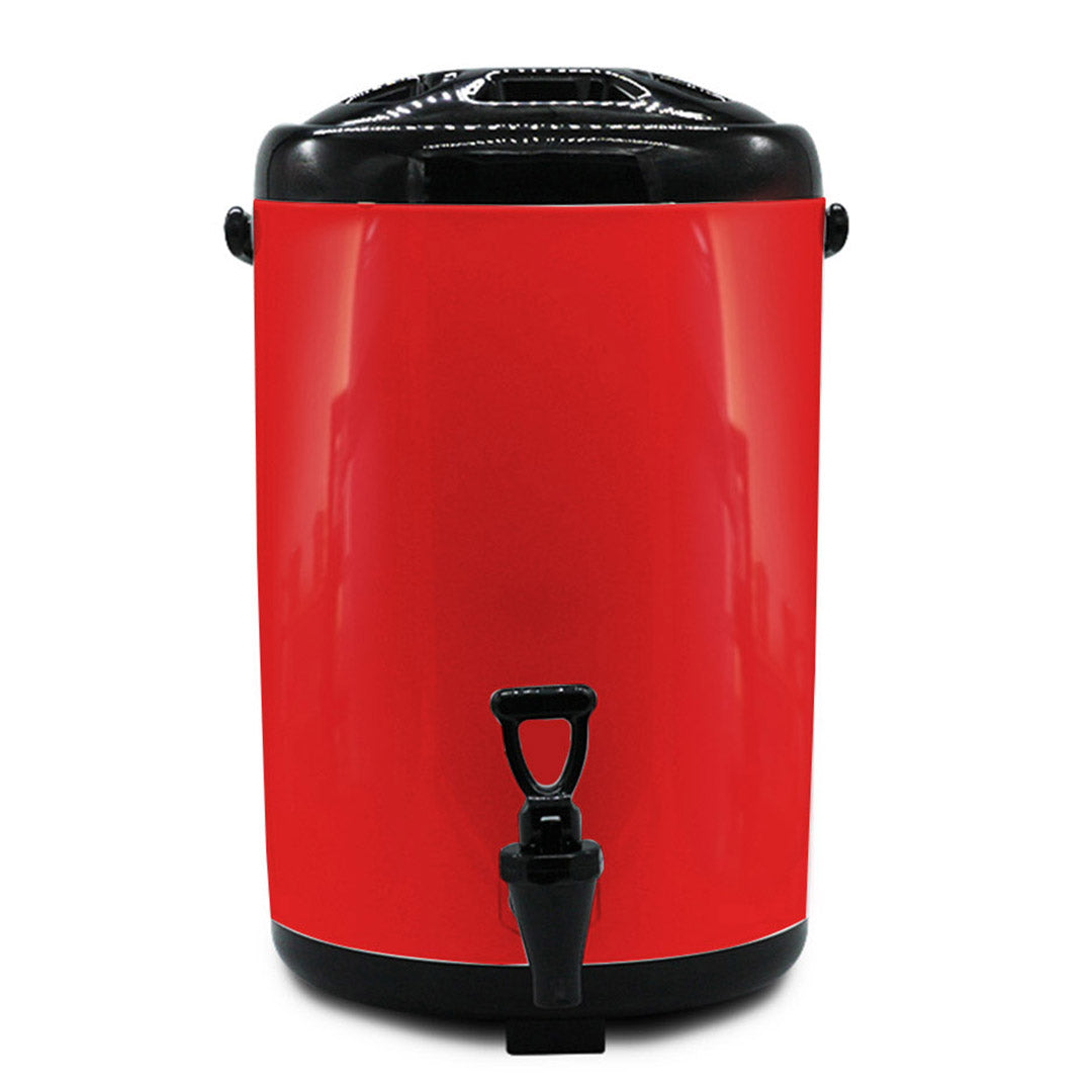 SOGA 8X 10L Stainless Steel Insulated Milk Tea Barrel Hot and Cold Beverage Dispenser Container with Faucet Red