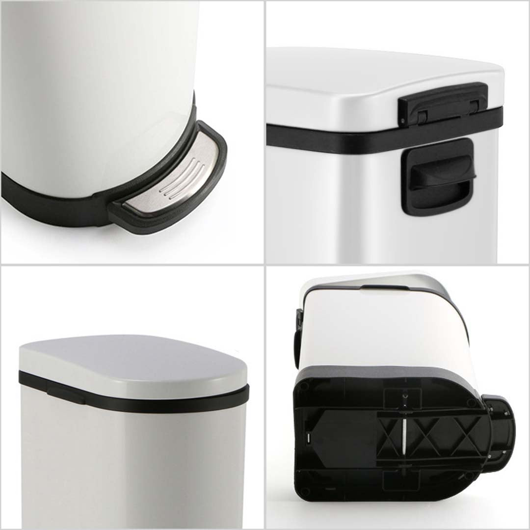 SOGA 4X 10L Foot Pedal Stainless Steel Rubbish Recycling Garbage Waste Trash Bin U White