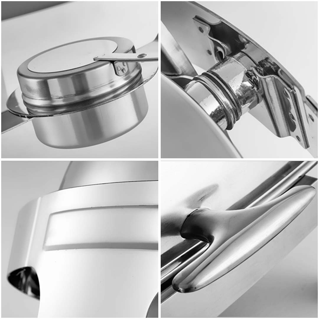 SOGA 2X 6L Stainless Steel Chafing Food Warmer Catering Dish Round Roll Top