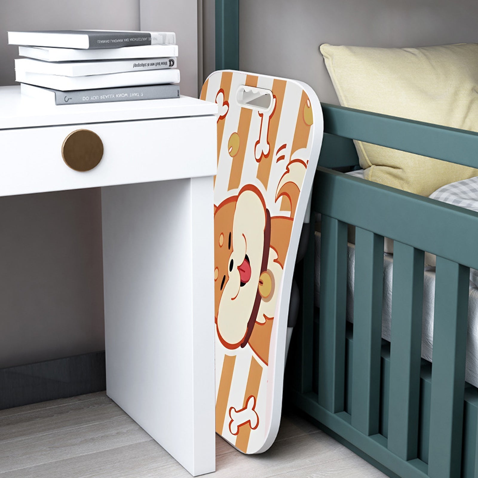 SOGA Cute Dog Design Portable Bed Table Adjustable Foldable Bed Sofa Study Table Laptop Mini Desk with Drawer and Cup Slot Home Decor