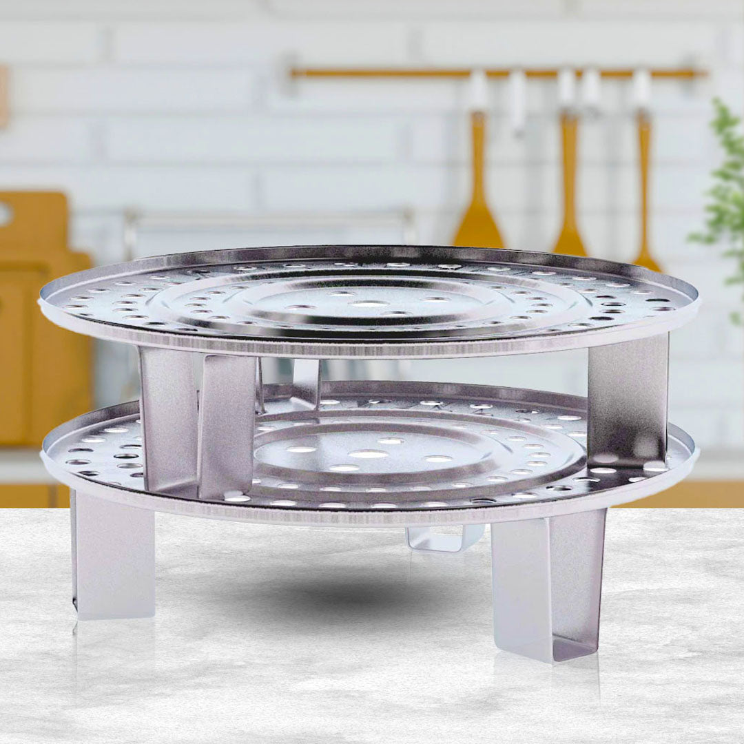 SOGA 50L Stainless Steel Stock Pot with Two Steamer Rack Insert Stockpot Tray