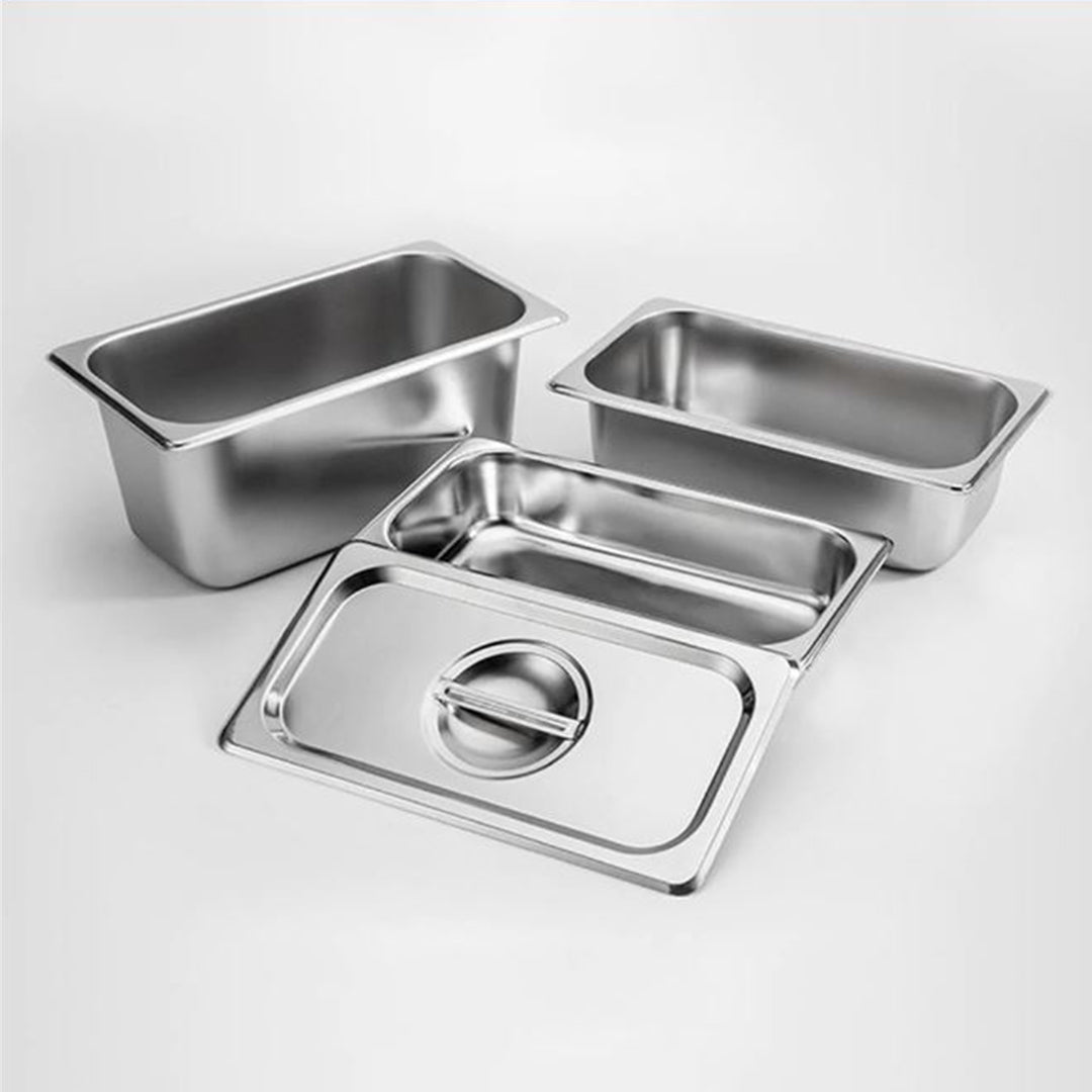 SOGA 4X Gastronorm GN Pan Full Size 1/3 GN Pan 6.5 cm Deep Stainless Steel Tray