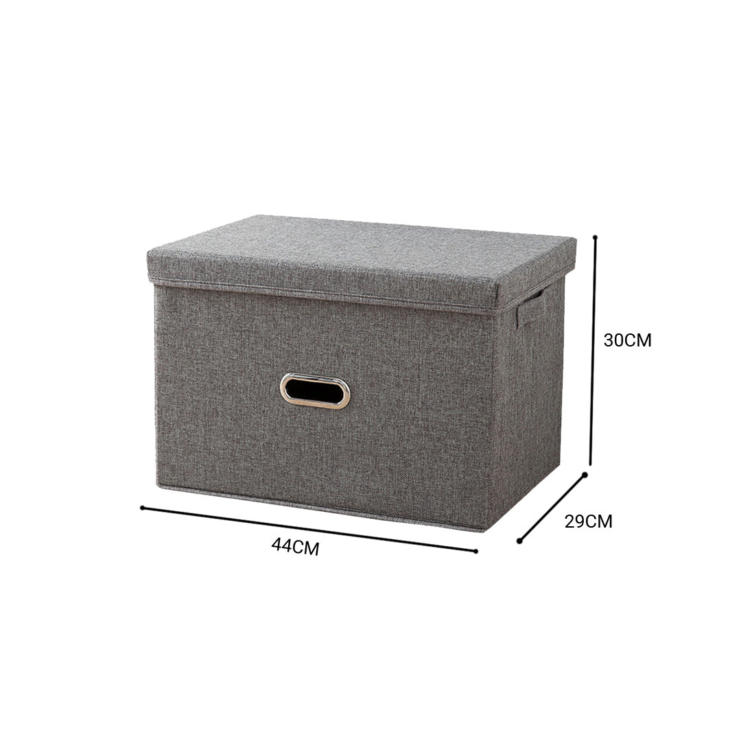 SOGA 2X Grey Large Foldable Canvas Storage Box Cube Clothes Basket Organiser Home Decorative Box