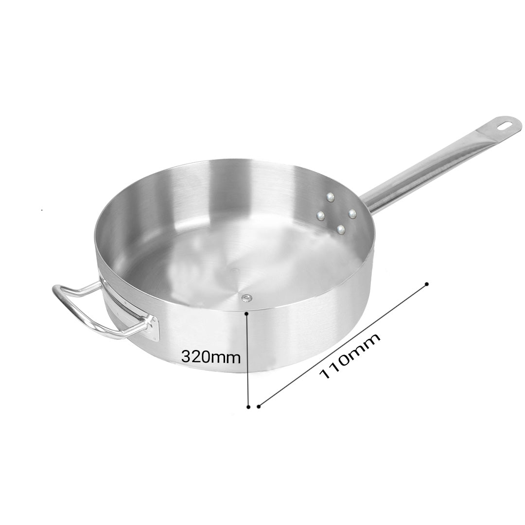 SOGA 2X 32cm Stainless Steel Saucepan Sauce pan with Glass Lid and Helper Handle Triple Ply Base Cookware