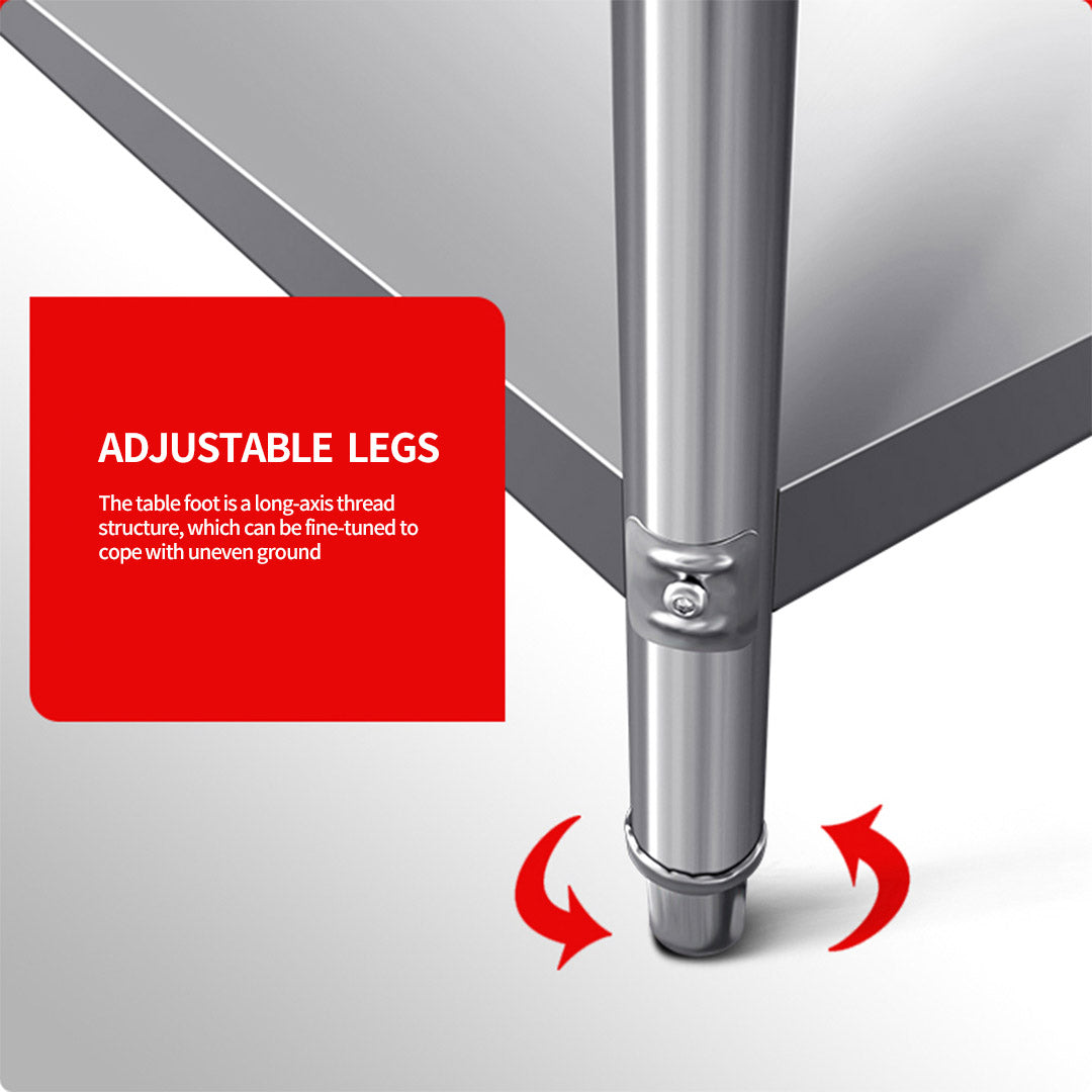 SOGA 150*70*85cm Commercial Catering Kitchen Stainless Steel Prep Work Bench