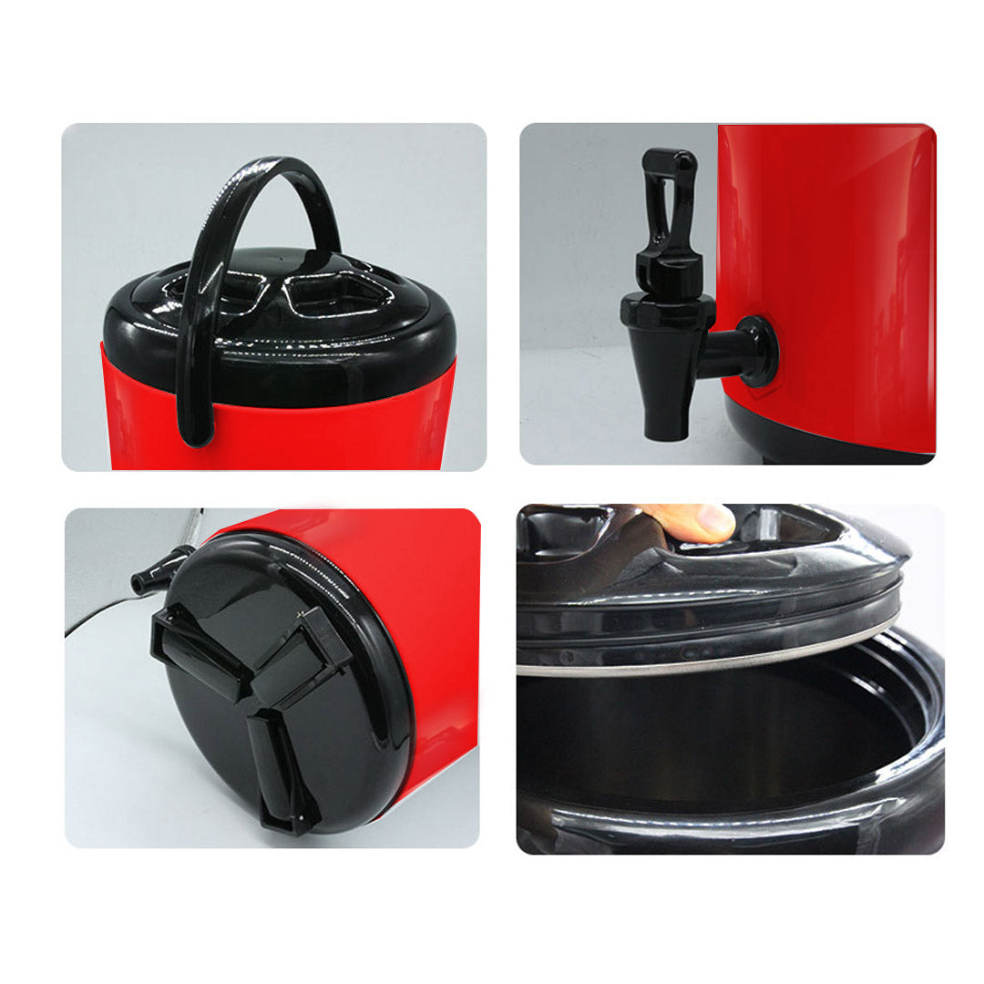 SOGA 4X 14L Stainless Steel Insulated Milk Tea Barrel Hot and Cold Beverage Dispenser Container with Faucet Red