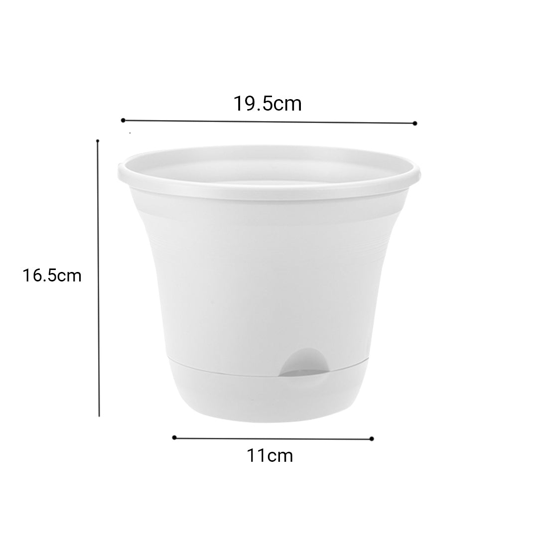 SOGA 19.5 cm White Plastic Plant Pot Self Watering Planter Flower Bonsai Indoor Outdoor Garden Decor Set of 3