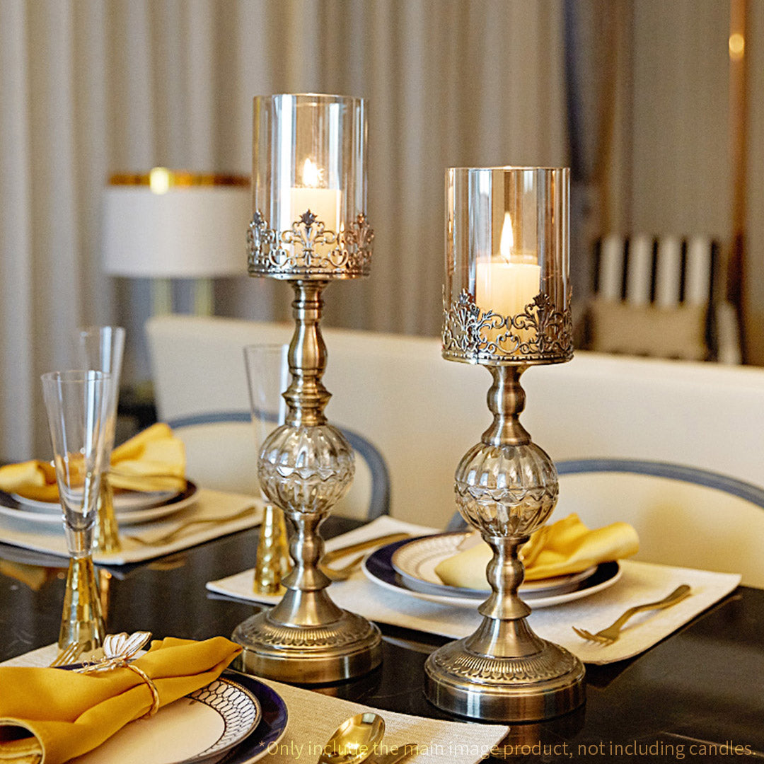 SOGA 42cm 47cm Glass Candle Holder Candle Stand Glass/Metal