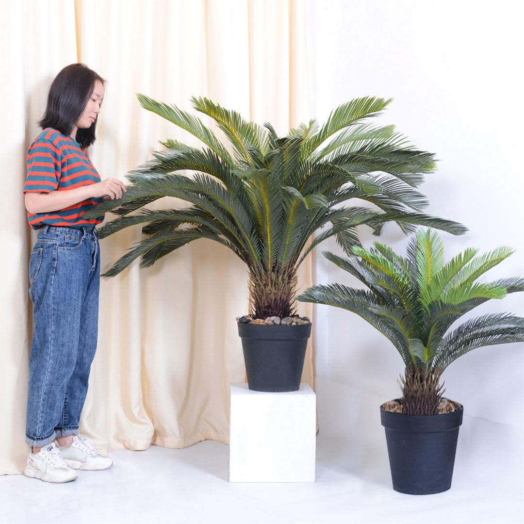 SOGA 2X 125cm Artificial Indoor Cycas Revoluta Cycad Sago Palm Fake Decoration Tree Pot Plant