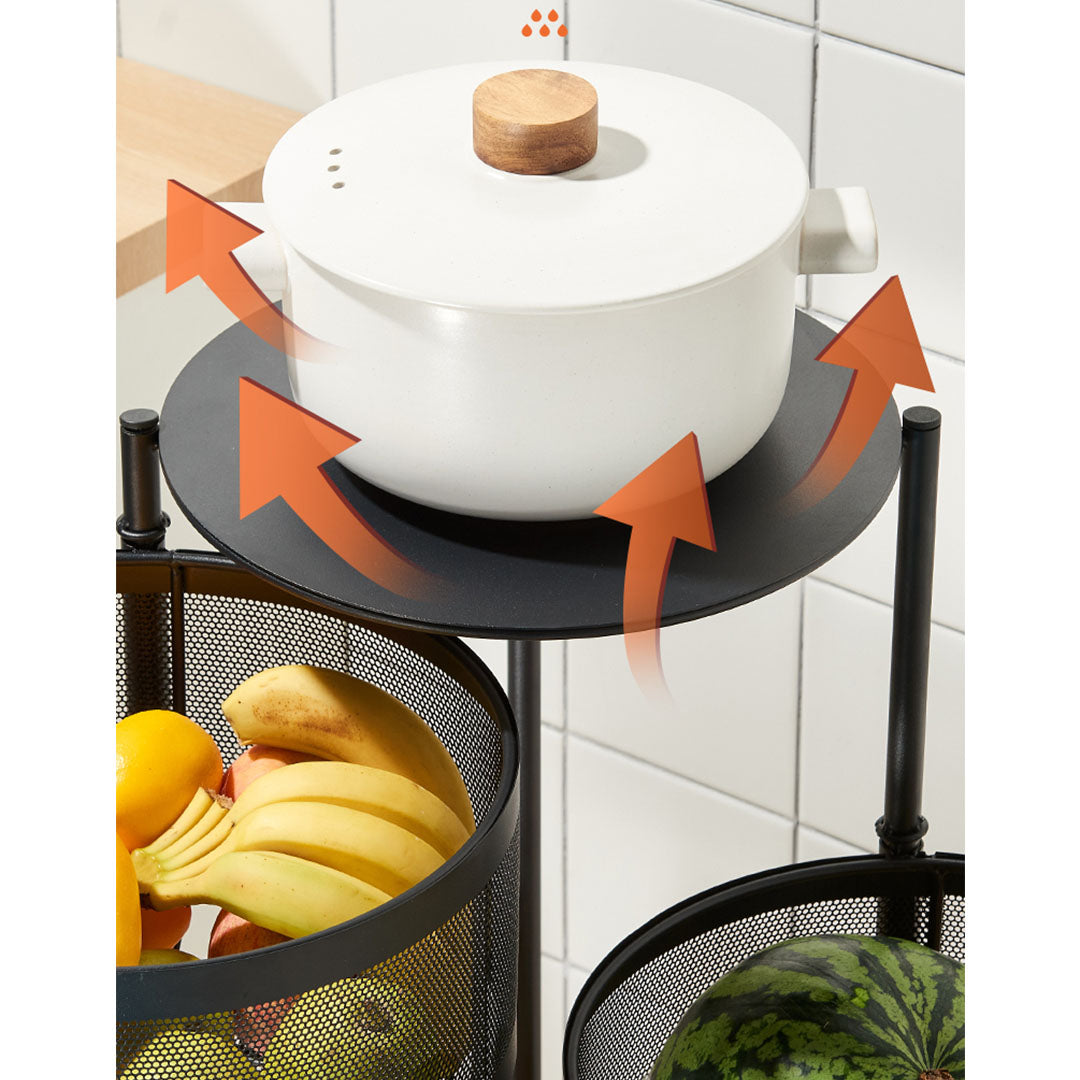 SOGA 2X 5 Tier Steel Round Rotating Kitchen Cart Multi-Functional Shelves Portable Storage Organizer with Wheels