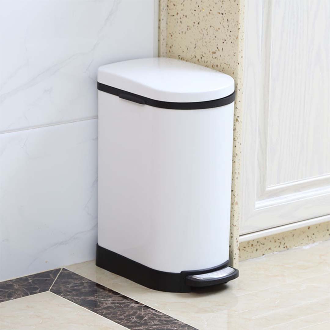 SOGA 4X 10L Foot Pedal Stainless Steel Rubbish Recycling Garbage Waste Trash Bin U White