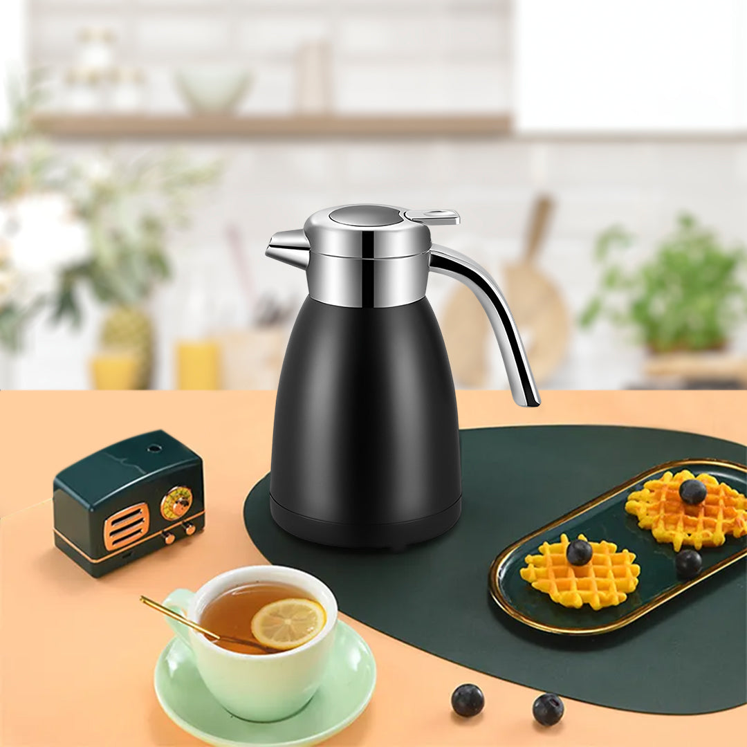 SOGA 2X 2.2L Stainless Steel Kettle Insulated Vacuum Flask Water Coffee Jug Thermal Black