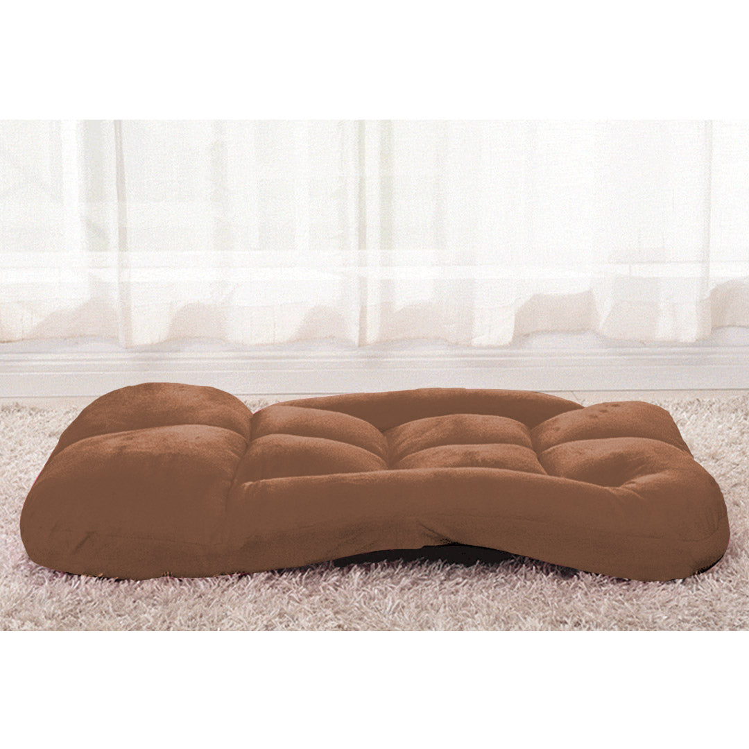 SOGA 4X Foldable Lounge Cushion Adjustable Floor Lazy Recliner Chair with Armrest Coffee