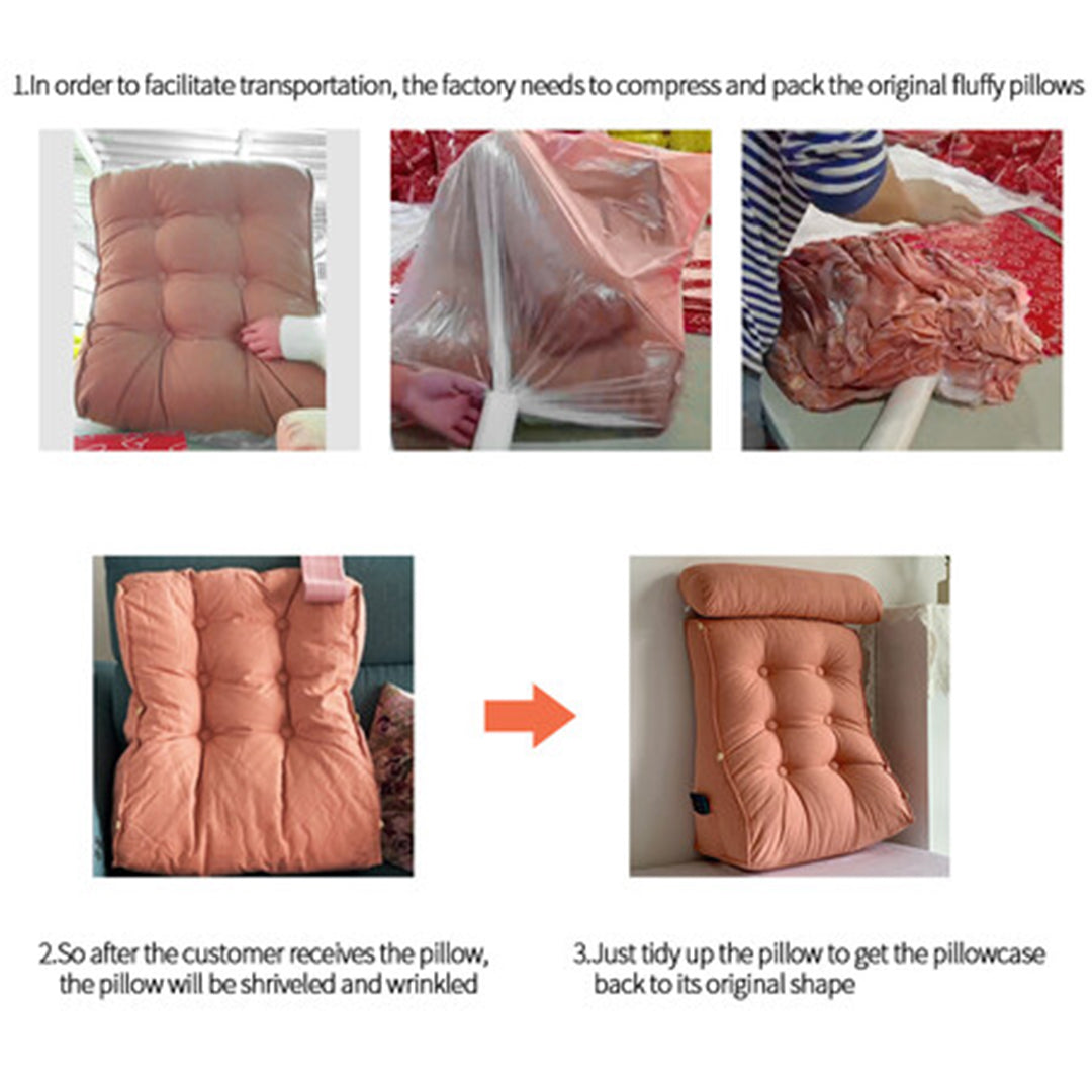 SOGA 2X 45cm Khaki Triangular Wedge Lumbar Pillow Headboard Backrest Sofa Bed Cushion Home Decor