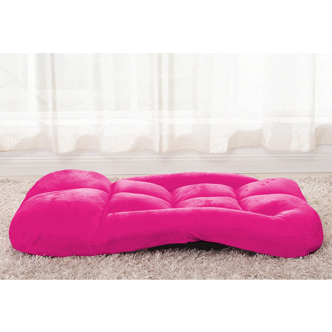 SOGA 4X Foldable Lounge Cushion Adjustable Floor Lazy Recliner Chair with Armrest Pink