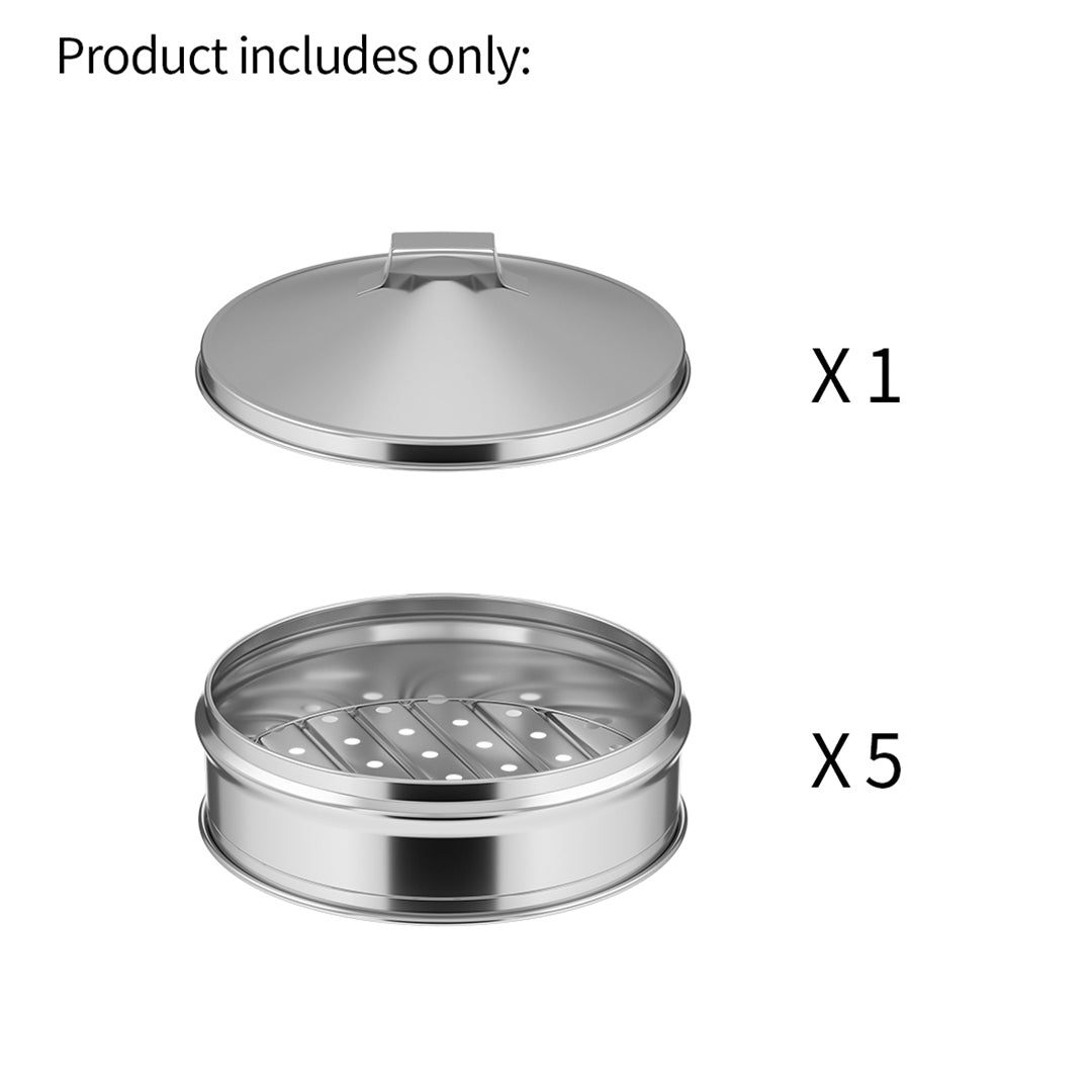 SOGA 5 Tier Stainless Steel Steamers With Lid Work inside of Basket Pot Steamers 25cm