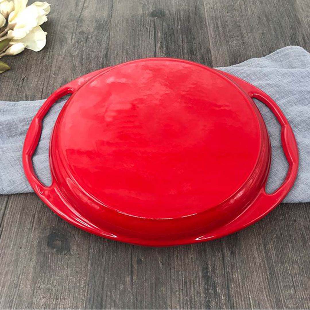 SOGA 2X Enamel Porcelain 26cm Cast Iron Frying Pan Skillet Non-stick Coating Steak Sizzle Platter