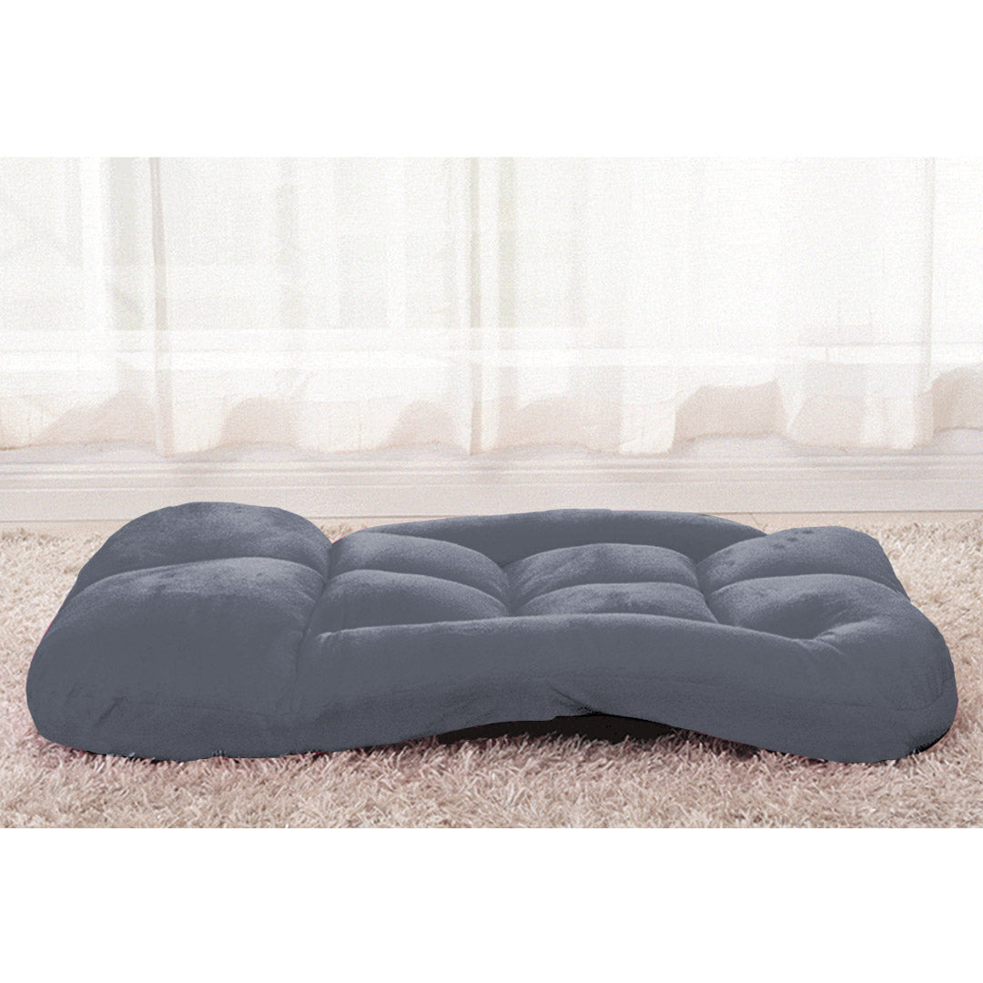 SOGA 4X Foldable Lounge Cushion Adjustable Floor Lazy Recliner Chair with Armrest Grey