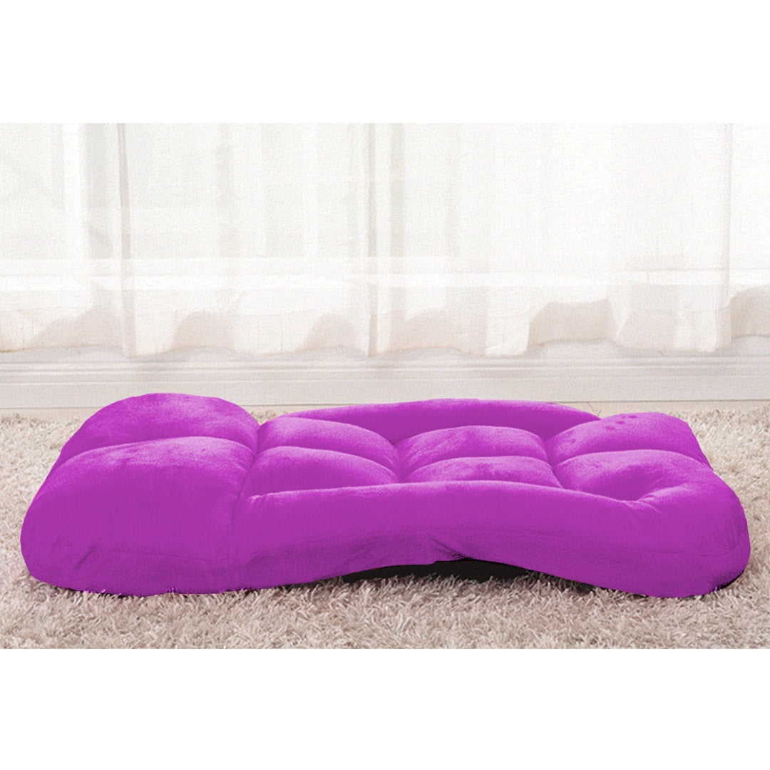 SOGA 2X Foldable Lounge Cushion Adjustable Floor Lazy Recliner Chair with Armrest Purple