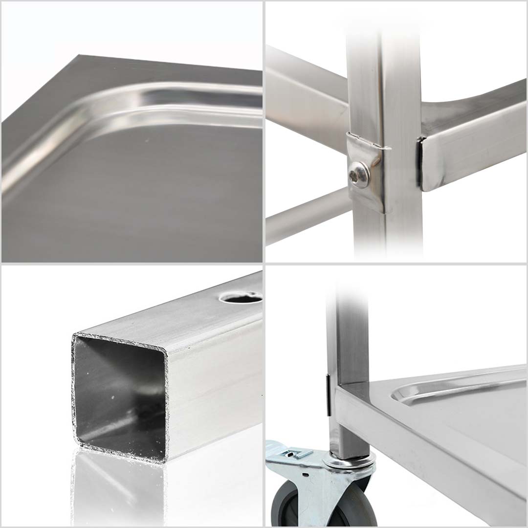 SOGA 4 Tier 950x500x1220 Stainless Steel Kitchen Dining Food Cart Trolley Utility