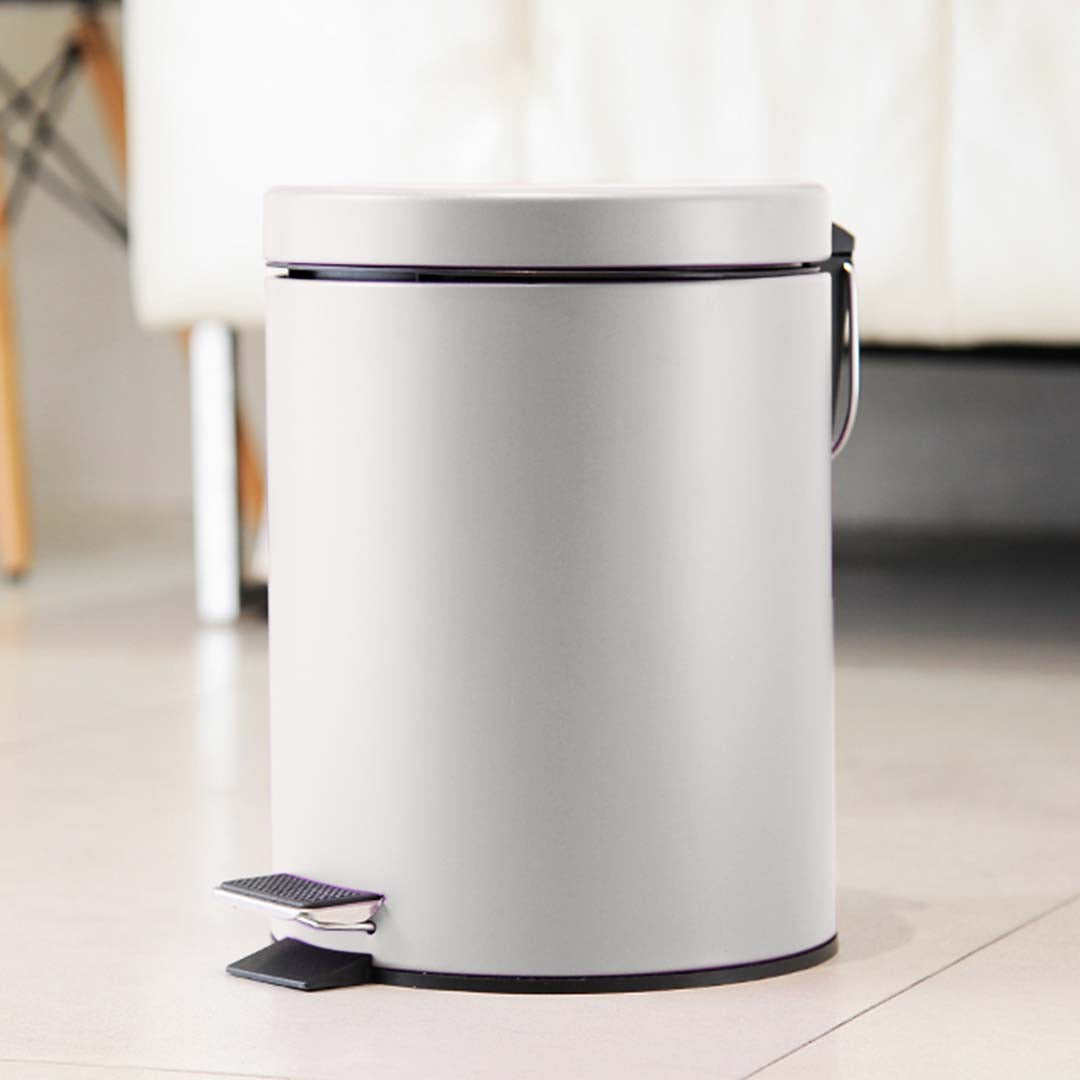 SOGA 4X 12L Foot Pedal Stainless Steel Rubbish Recycling Garbage Waste Trash Bin Round White
