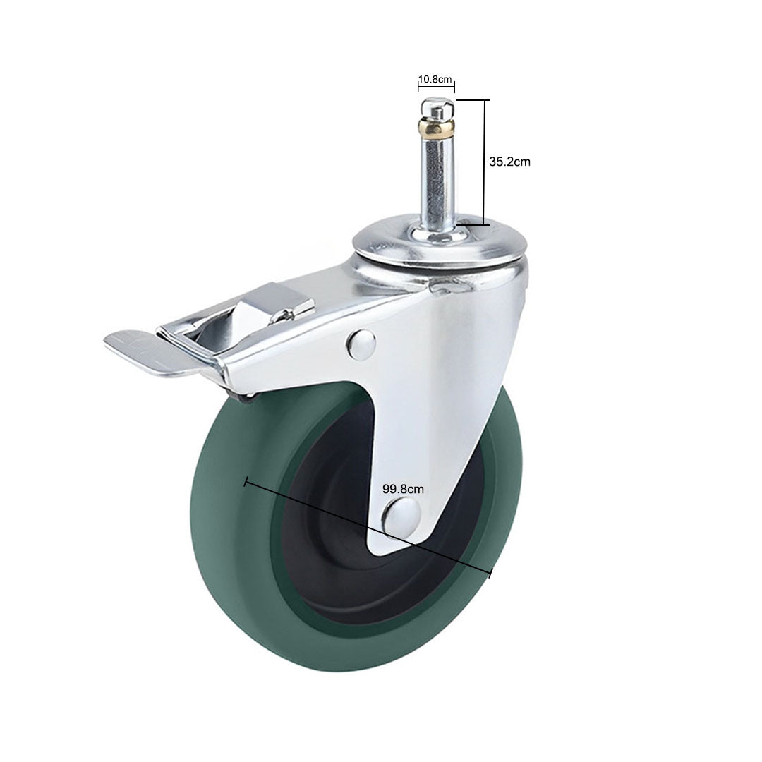 SOGA 2X 4" Heavy Duty Polyurethane Swivel Castor Brake Wheels