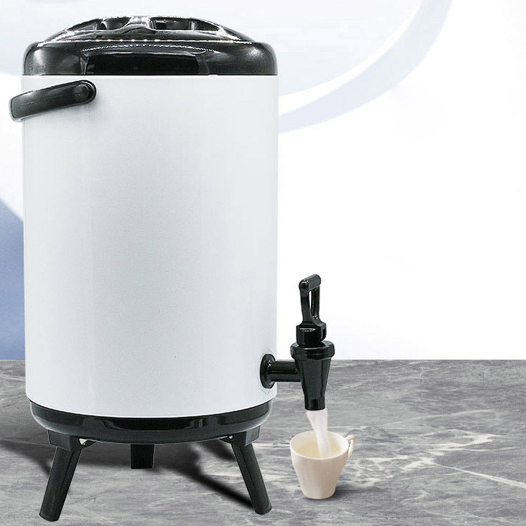 SOGA 4X 18L Stainless Steel Insulated Milk Tea Barrel Hot and Cold Beverage Dispenser Container with Faucet White