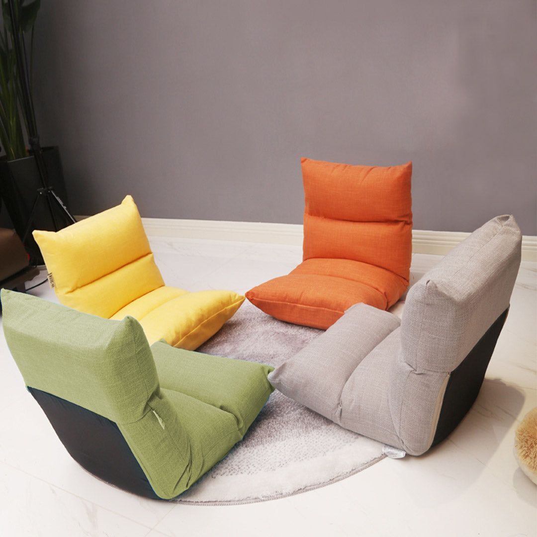 SOGA Lounge Floor Recliner Adjustable Lazy Sofa Bed Folding Game Chair Yellow Green