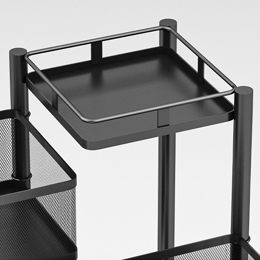 SOGA 2X 4 Tier Steel Square Rotating Kitchen Cart Multi-Functional Shelves Portable Storage Organizer with Wheels