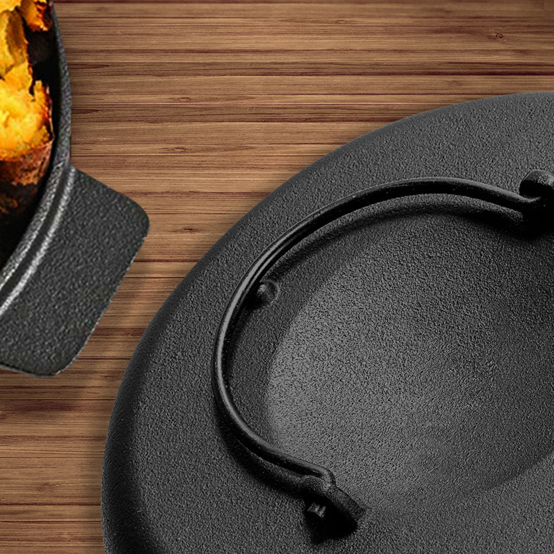 SOGA 2X 28cm Cast Iron Dutch Oven Pre-Seasoned Camping Stew Pot with Lid