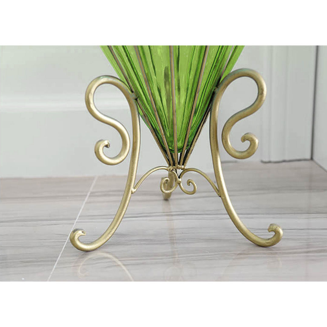 SOGA 67cm Green Glass Tall Floor Vase with 10pcs White Artificial Fake Flower Set