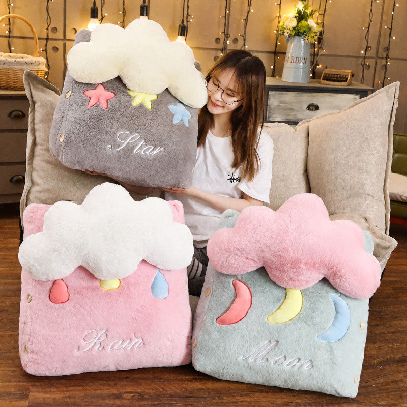 SOGA 2X Grey Cute Cloud Cushion Soft Leaning Lumbar Wedge Pillow Bedside Plush Home Decor
