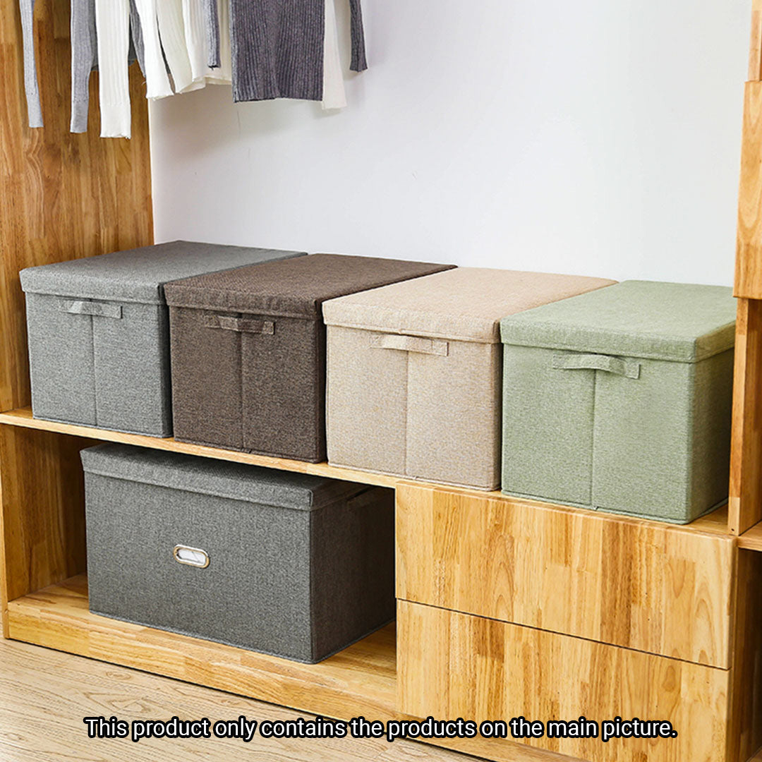 SOGA 2X Grey Large Foldable Canvas Storage Box Cube Clothes Basket Organiser Home Decorative Box