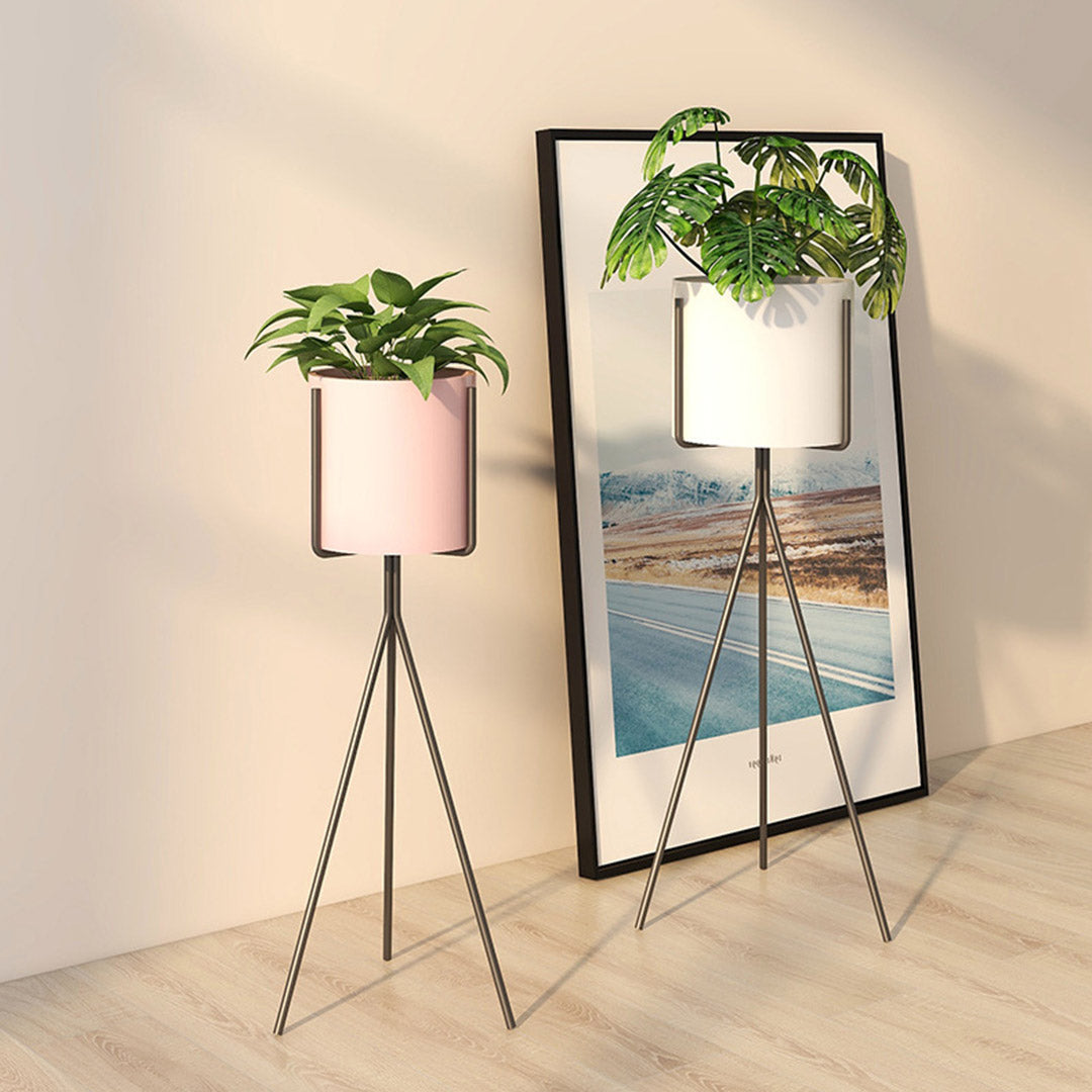 SOGA 2X 80cm Tripod Flower Pot Plant Stand with Pink Flowerpot Holder Rack Indoor Display